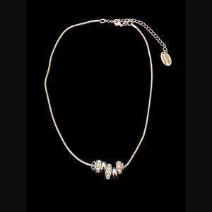 Nicole By Nicole Miller Silver Tone Rhinestone Rings 20.75" Statement Necklace